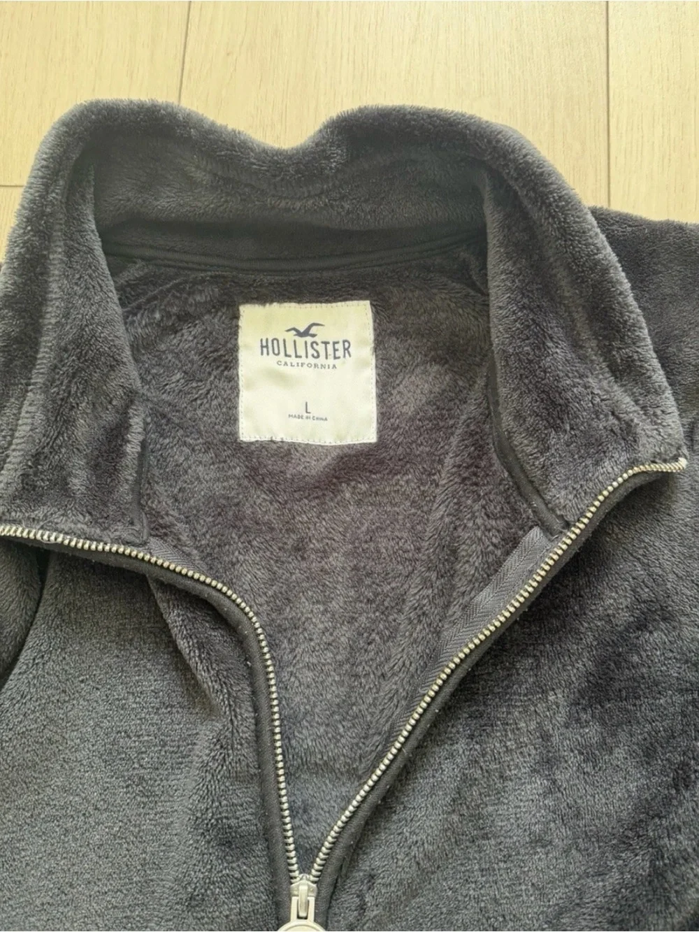 Hollister Black Fleece Zip-Up Jacket